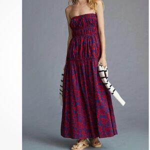 Anthropologie Sundry Aloha Floral Strapless Maxi Dress 1 (Small) Boho West Coast